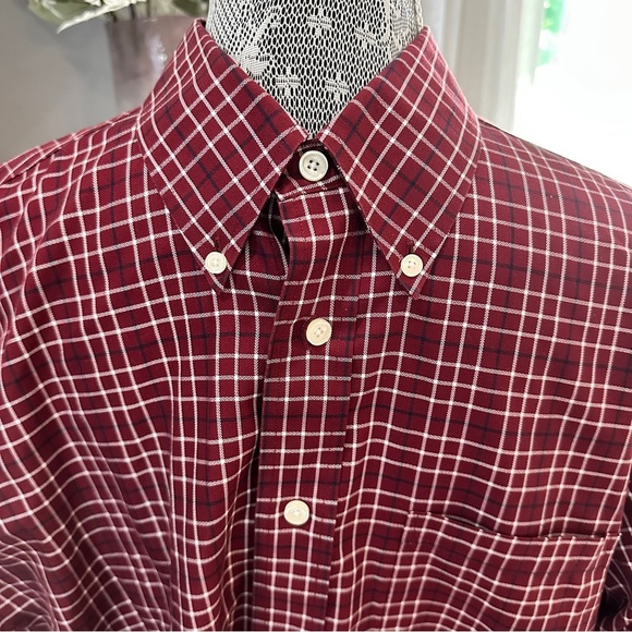 Brooks Brothers Madison Burgundy Plaid Button-Down Shirt L Classic Preppy - Picture 3 of 16